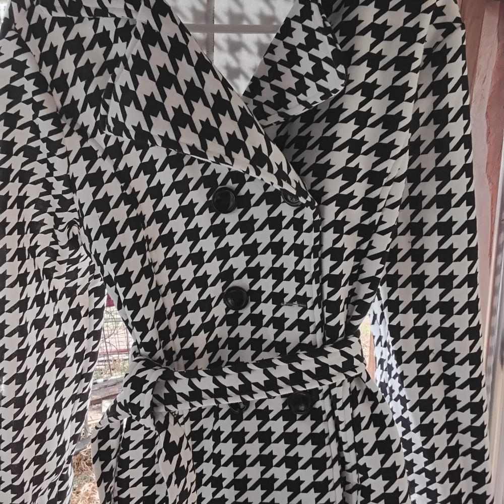 Cato Black and White Houndstooth Long Sleeve Dress